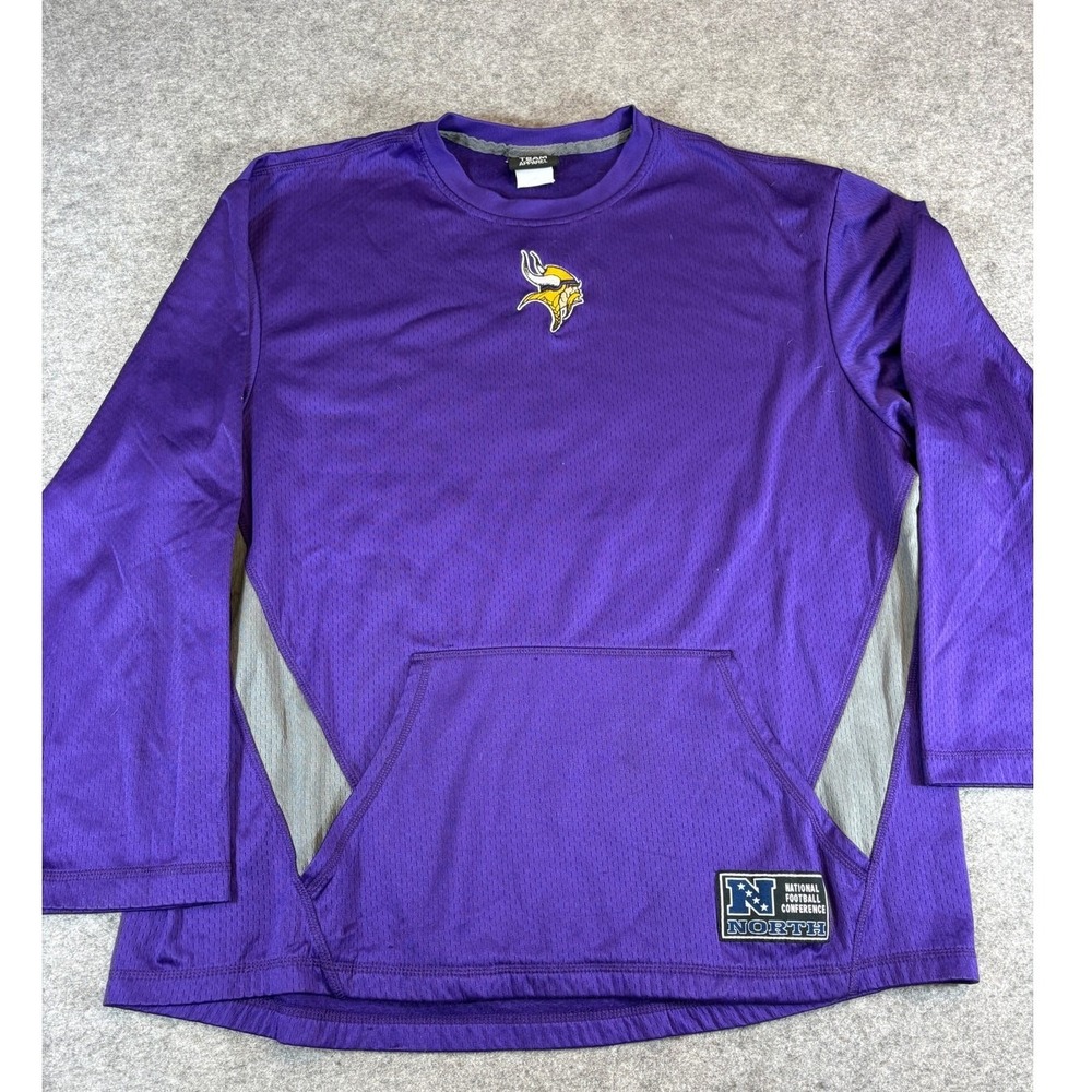 NFL Team Apparel Minnesota Vikings Purple Mesh Long Sleeve Shirt Mens Large NFC